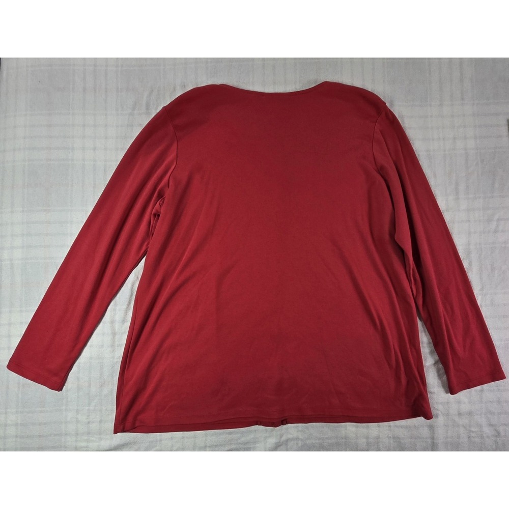 Quacker Factory Women's Holiday Joy V-Neck Cardigan Duet Tunic Top Red XL - Picture 11 of 16